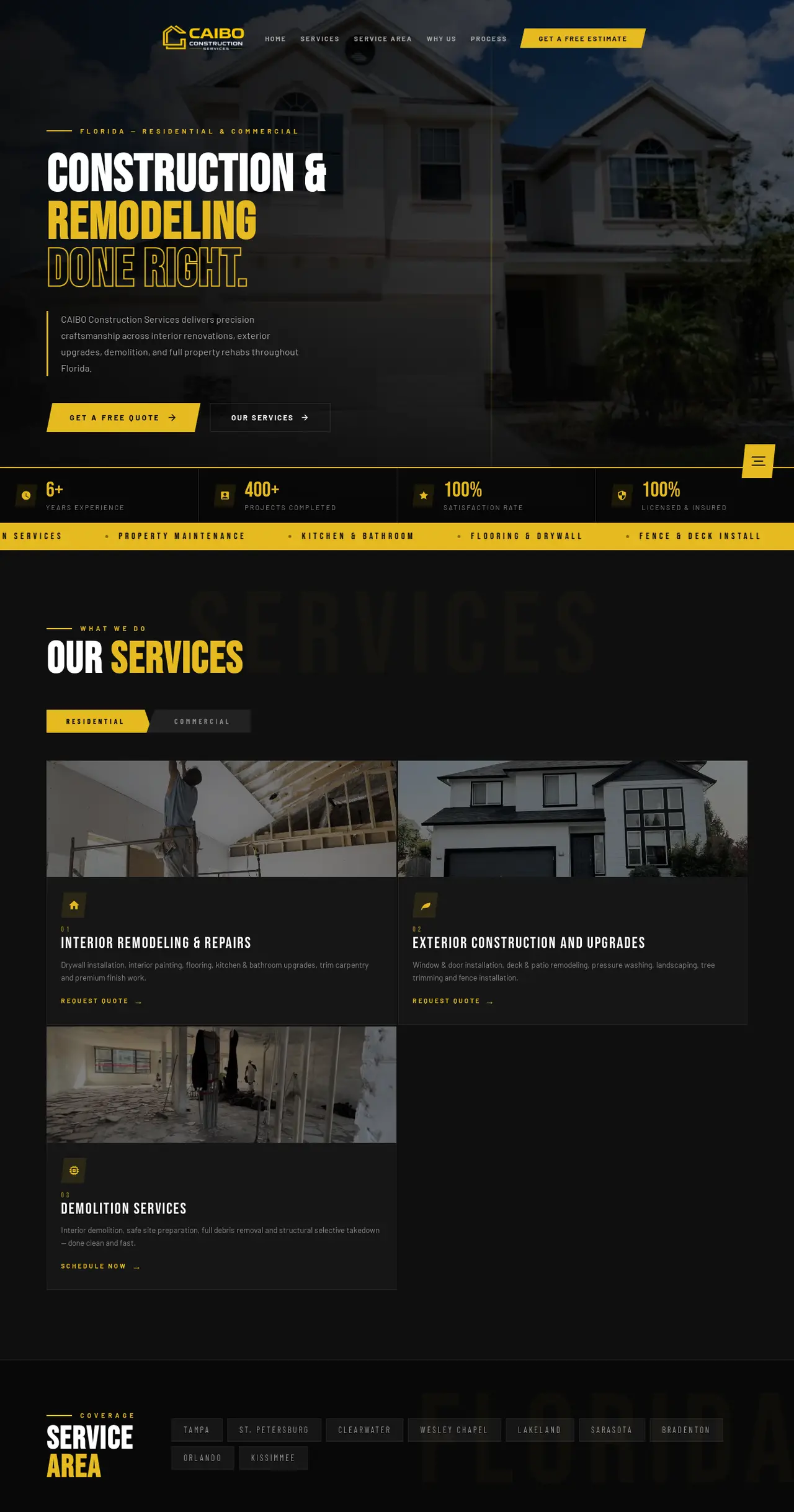 CAIBO CONSTRUCTION — vista en computadora